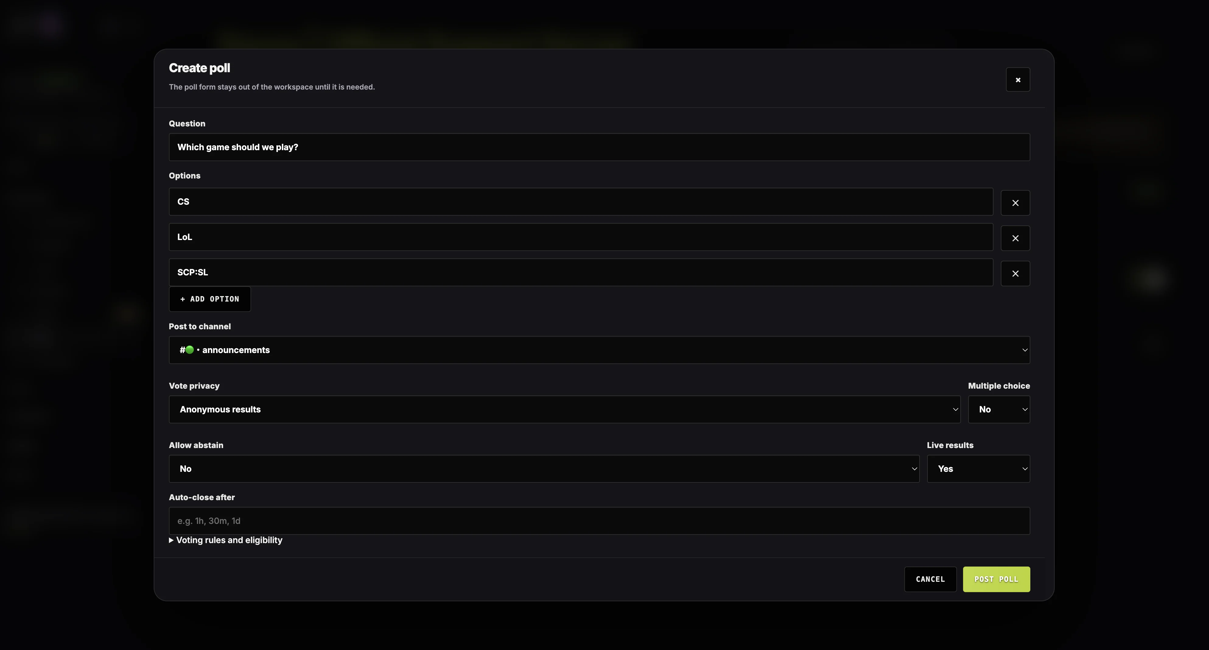 Polls / Screen 1